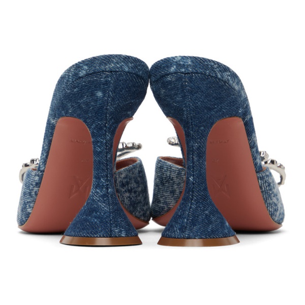  아미나 무아디 Amina Muaddi Blue Rosie Slipper Heeled Sandals 232415F125017