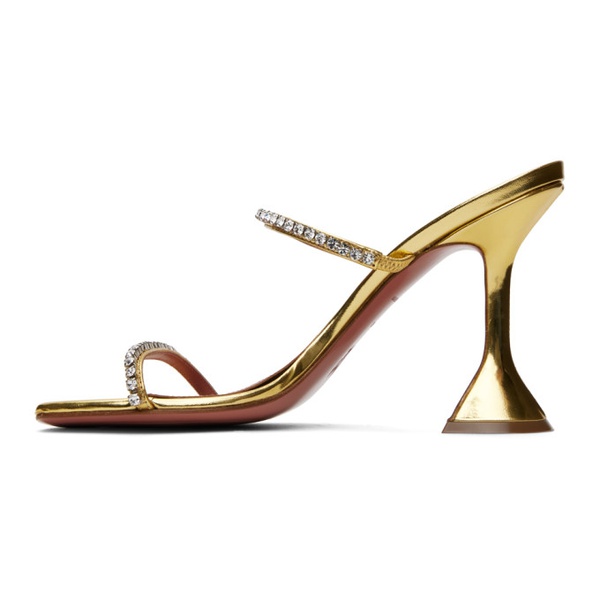  아미나 무아디 Amina Muaddi Gold Gilda Slipper Heeled Sandals 241415F125024