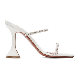 아미나 무아디 Amina Muaddi White Gilda Slipper Heeled Sandals 242415F125015