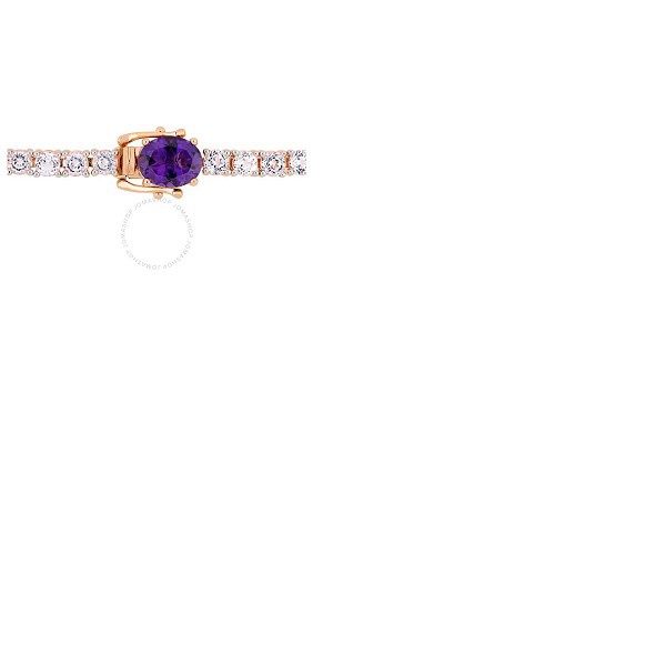  A모우 MOUR 21 CT TGW Africa-amethyst and White Topaz Station Link Bracelet In Rose Gold Plated Sterling Silver JMS005229