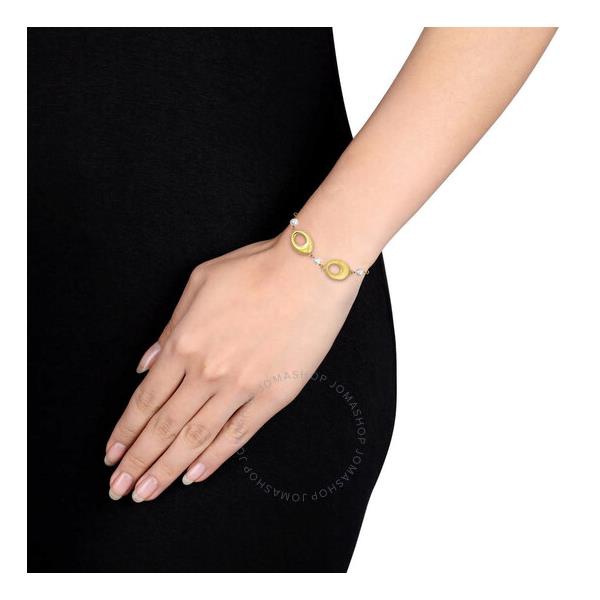  A모우 MOUR 6-7mm Cultured Freshwater Pearl Oval Link Bracelet In Yellow Plated Sterling Silver JMS009492