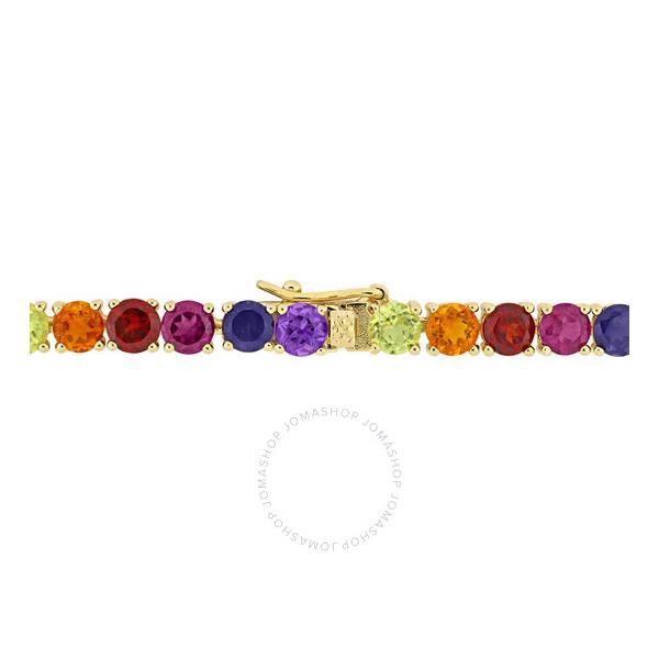  A모우 MOUR 12 CT TGW Multi Color Gemstone Tennis Bracelet In Yellow Plated Sterling Silver JMS007785