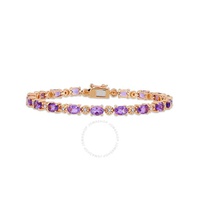 A모우 MOUR 7-1/5 CT TGW Oval-cut Amethyst and Diamond Accent Tennis Bracelet In Rose Plated Sterling Silver JMS005244