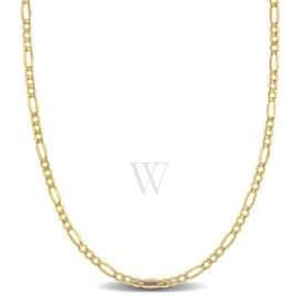 A모우 MOUR 2.5mm Figaro Link Chain Necklace In 10K Yellow Gold, 22 In JMS009197