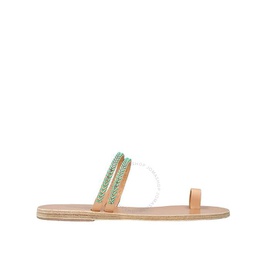 에인션트 그릭 샌들 Ancient Greek Sandals Ladies Skalida Flat Sandals 11162-1113-NATURAL/BLUE