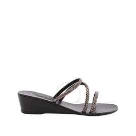 에인션트 그릭 샌들 Ancient Greek Sandals Ladies Black Polytimi Low Wedge Sandals 11656-1110-BLACK