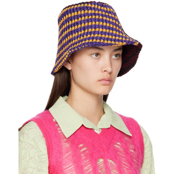  앤더슨벨 Andersson Bell Burgundy & Purple Contrast Knit Bucket Hat 232375F015001