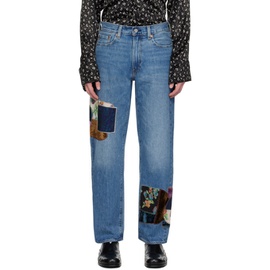 안나수이 Anna Sui SSENSE Exclusive Blue Patchwork Denim Jeans 241894M186000