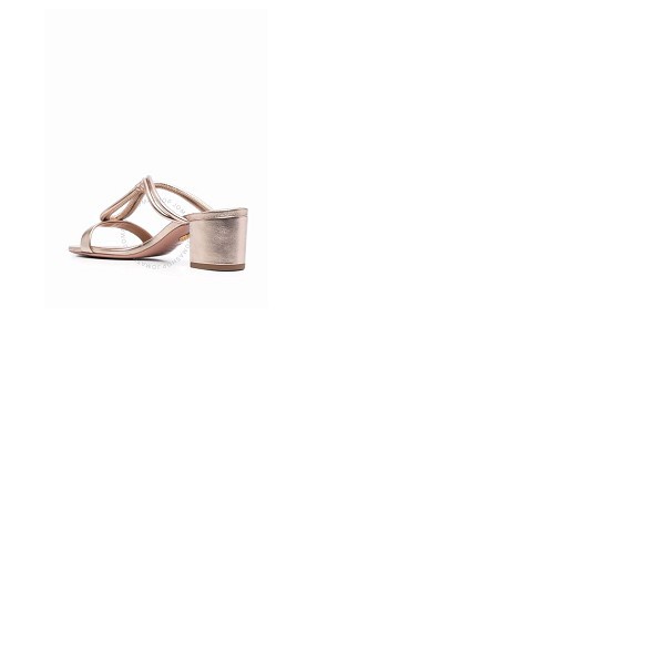  Aquazzura Ladies Palisades 50 Block Heel Sandals in Gold PSDMIDS0-WNA-LCO