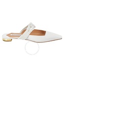 Aquazzura Ladies White Pointed-toe Leather Mules NAHFLAA1-NAP-FFF