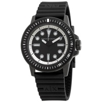 Armani Exchange MEN'S Leonardo Silicone Black Dial Watch AX1852