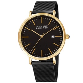 August Steiner MEN'S Leather Black Dial Watch AS8283BKG