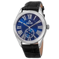 August Steiner MEN'S Leather Blue Dial Watch AS8203SSBU