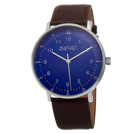 August Steiner MEN'S Leather Blue Dial Watch AS8090BR