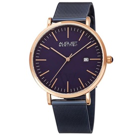 August Steiner MEN'S Stainless Steel Mesh Blue Dial Watch AS8283RGBU