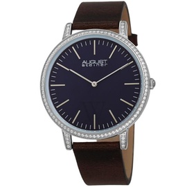 August Steiner MEN'S Leather Blue Dial Watch AS8273BRBU