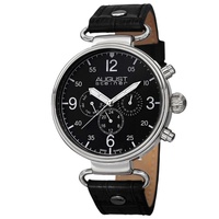 August Steiner MEN'S Leather Black Dial Watch AS8131SSB