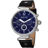 August Steiner MEN'S Leather Blue Dial Watch AS8131BKBU
