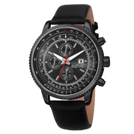 August Steiner MEN'S Leather Black Dial Watch AS8189BK