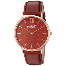 August Steiner MEN'S Red Leather Red Sandstone Dial AS8211RGRD