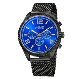 August Steiner MEN'S Stainless Steel Mesh Blue Dial Watch AS8196BKBU