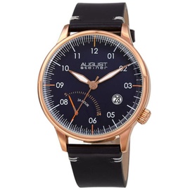 August Steiner MEN'S Leather Blue Dial Watch AS8285RGBU