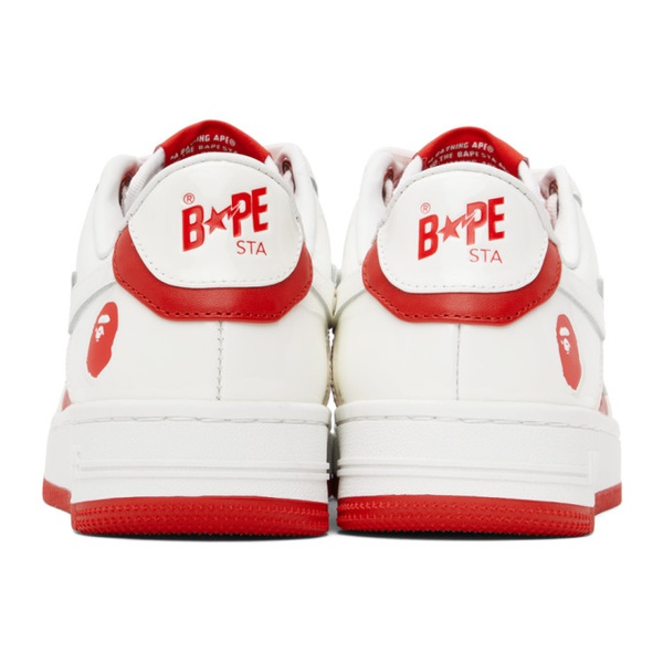  베이프 BAPE White & Red STA #6 Sneakers 241546M237002