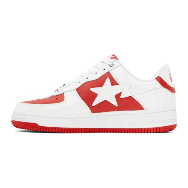  베이프 BAPE White & Red STA #6 Sneakers 241546M237002