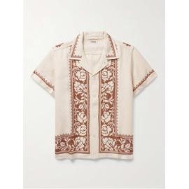 보디 BODE Rose Garland Camp-Collar Cross-Stitched Linen Shirt 1647597311226860