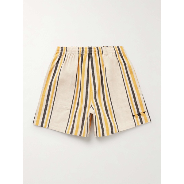  보디 BODE 네임세이크 Namesake Wide-Leg Logo-Embroidered Striped Cotton Shorts 1647597326794148