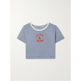 보디 BODE Frog and Pony cropped flocked striped cotton-blend T-shirt 790768532