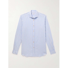 BOGLIOLI Cutaway-Collar Striped Linen and Cotton-Blend Shirt 1647597322912826