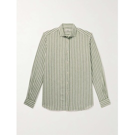 BOGLIOLI Cutaway-Collar Striped Linen and Cotton-Blend Shirt 1647597322912789