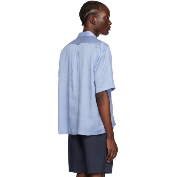  BOSS Blue Spread Collar Shirt 231085M192027