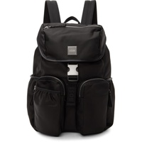 BOSS Black Flap-Closure Logo Patch Backpack 241085M166008