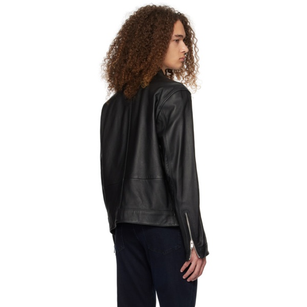  BOSS Black Zip Leather Jacket 241085M181000