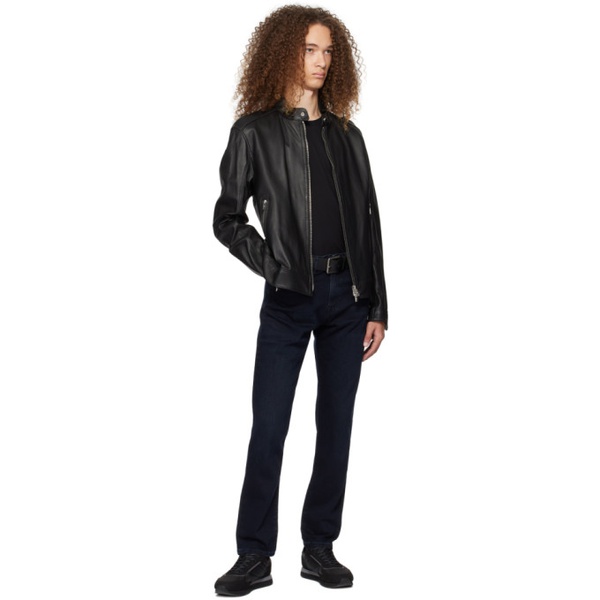  BOSS Black Zip Leather Jacket 241085M181000