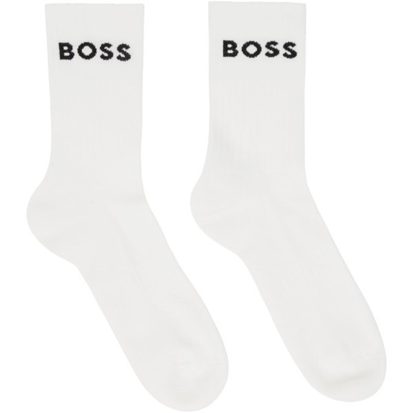  BOSS Three-Pack White Socks 241085M220000