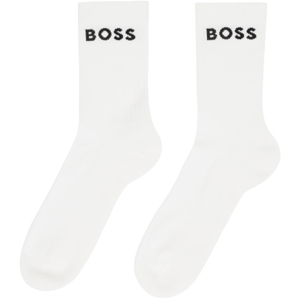  BOSS Three-Pack White Socks 241085M220000
