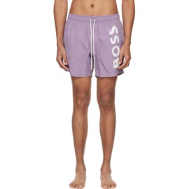 BOSS Purple Large Print Swim Shorts 241085M208008