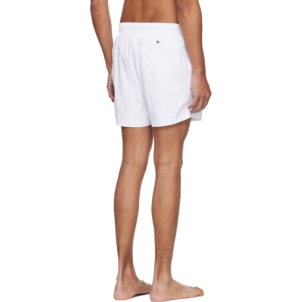 BOSS White Large Print Swim Shorts 241085M208009