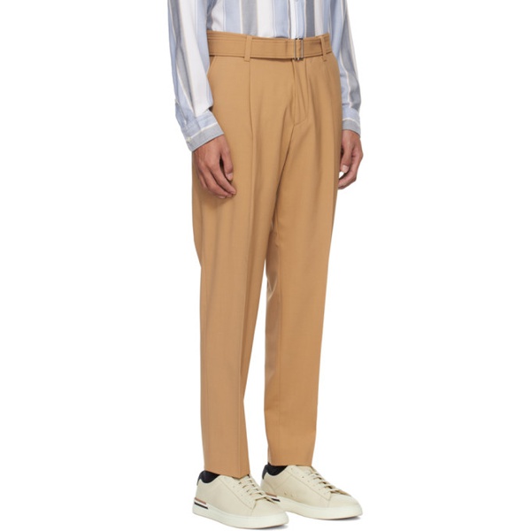  BOSS Tan Relaxed-Fit Trousers 241085M191001