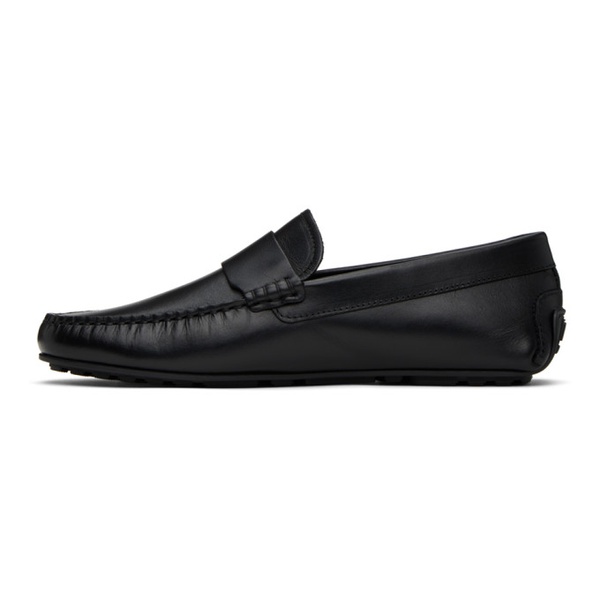  Black Nappa Leather Embossed Logo Loafers 241085M231001