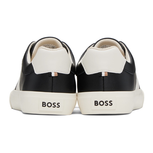  BOSS Black & 오프화이트 Off-White Cupsole Contrast Band Sneakers 241085M237014