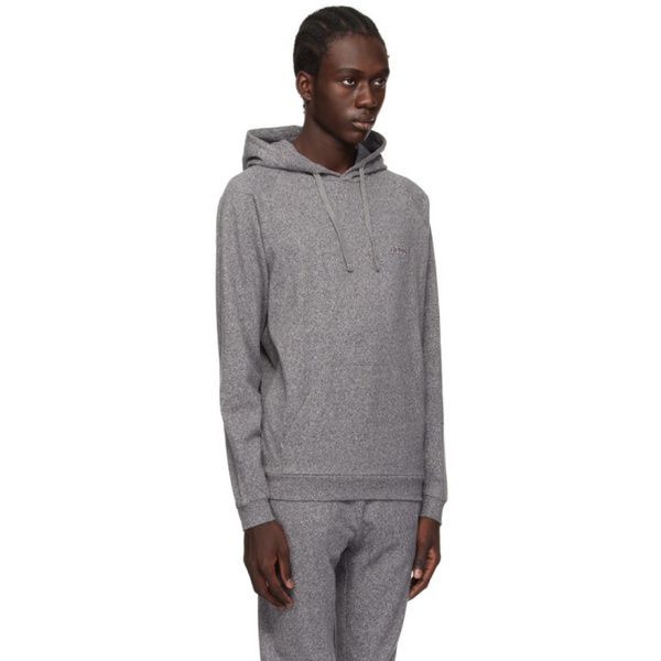  BOSS Gray Embroidered Hoodie 241085M202008