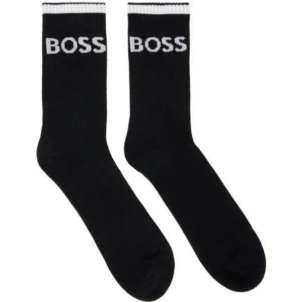  BOSS Six-Pack Black Ribbed Short Socks 241085M220003