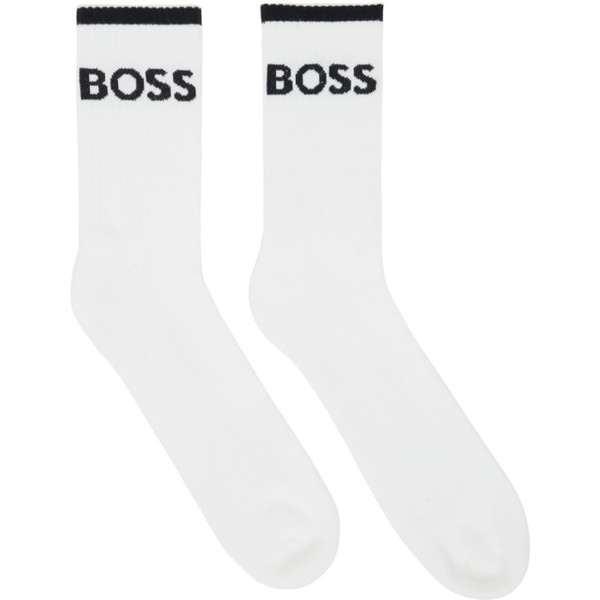  BOSS Six-Pack White Ribbed Short Socks 241085M220002