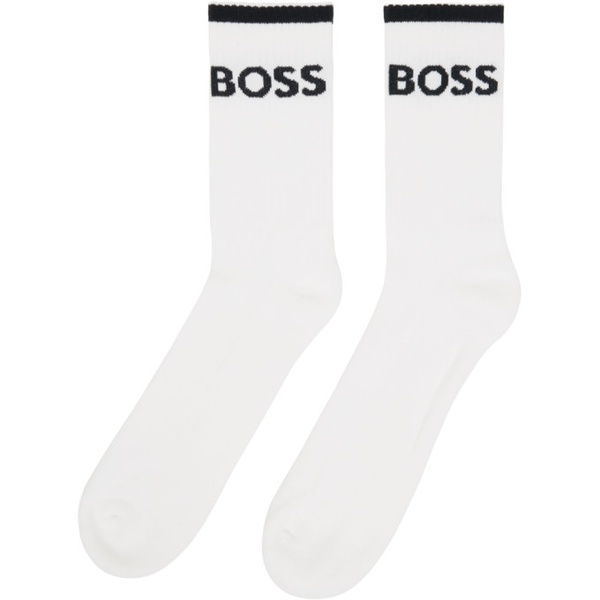  BOSS Six-Pack White Ribbed Short Socks 241085M220002