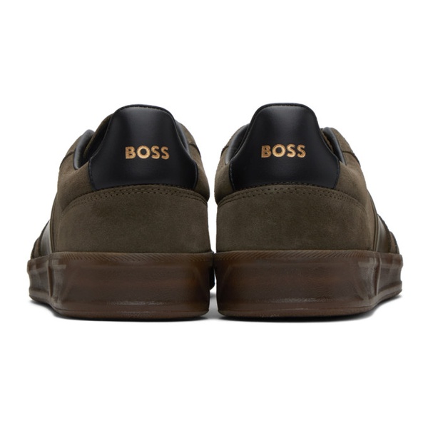  BOSS Khaki Paneled Sneakers 241085M237012