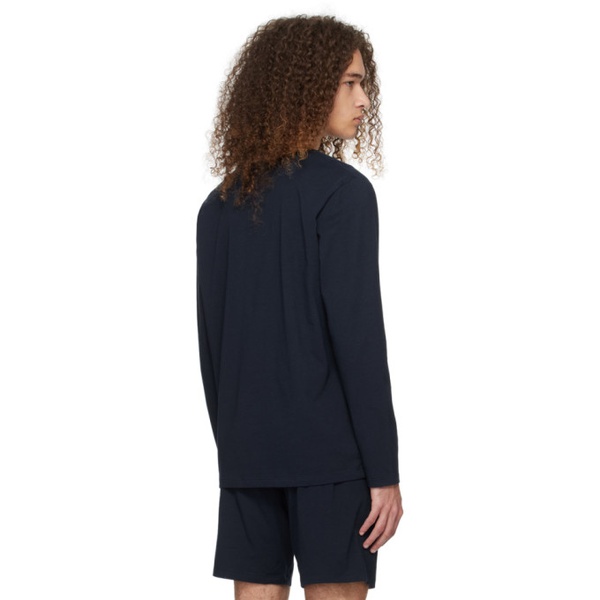  BOSS Navy Embroidered Long Sleeve T-Shirt 241085M213003